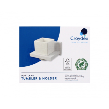 Croydex White Ceramic Tumbler & Holder – Elegant Bathroom Accessory