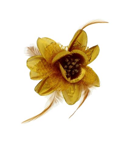 Golden Flower Hair Bow Scrunchie – Elegant Ponytail Accessory