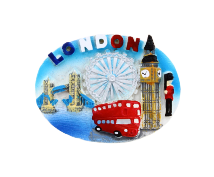 London Attractions Oval Fridge Magnet – Iconic British Landmark Souvenir