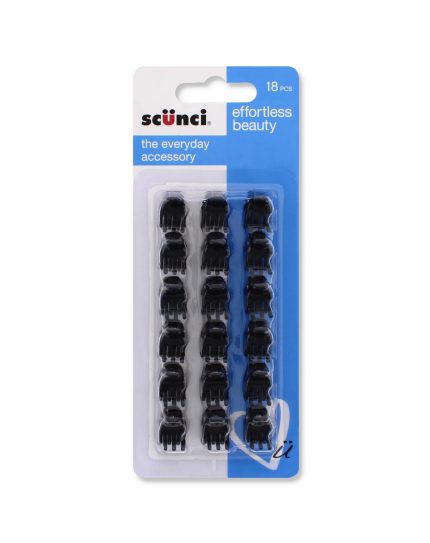18-Piece Mini Hair Claw Clips – Strong Grip, Black Finish